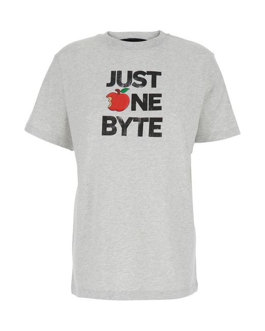 Coperni Gray Crew Neck T-Shirt With Front Print for men