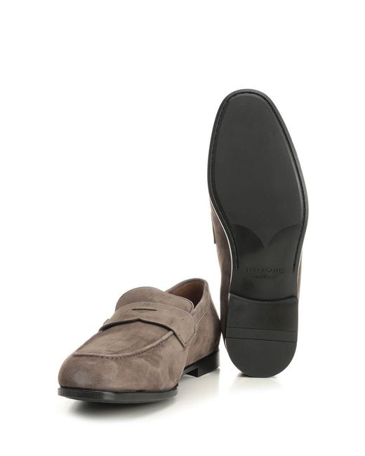 Ferragamo Gray "Tiberius" Moccasin for men