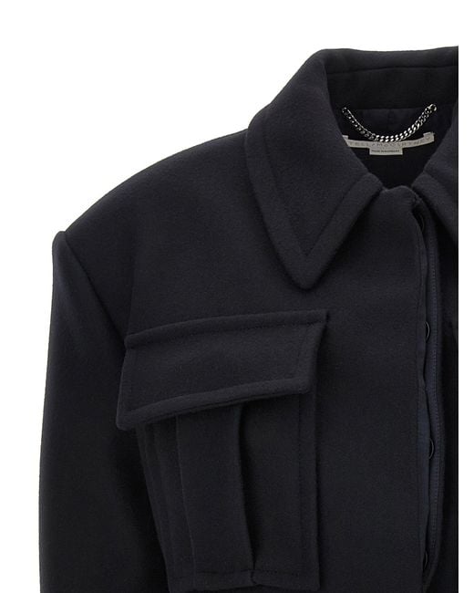 Stella McCartney Black Cropped Wool Jacket With Button Closure