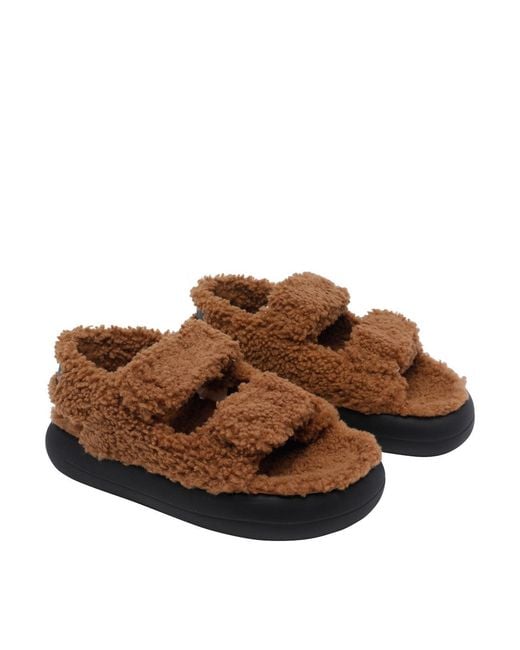 Moon Boot Brown Shearling Sandals