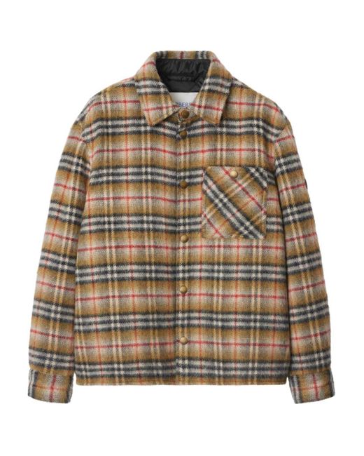 Burberry Brown Check Wool Overshirt for men