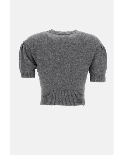 Simone Rocha Gray Cropped Cashmere Cardigan