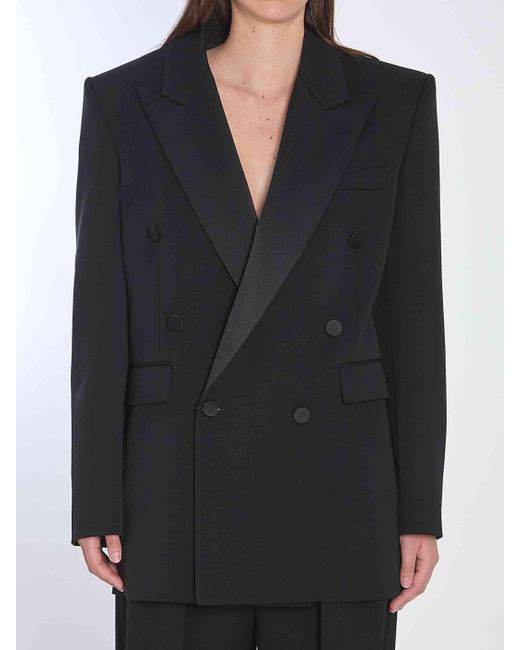 Saint Laurent Black Double-Breasted Tuxedo Jacket