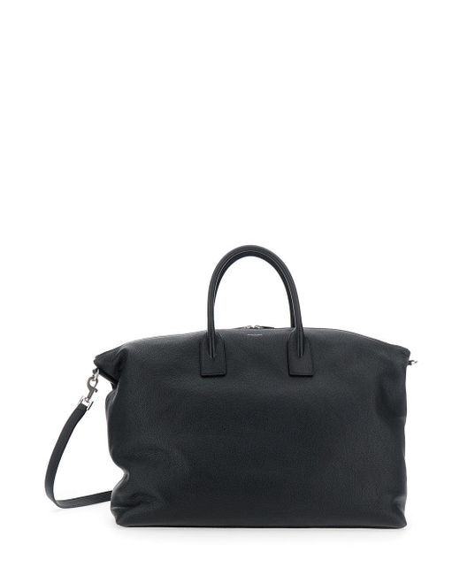 Saint Laurent Black 'Bowling Giant' Handbag With Removable Shoulder Strap And Front Logo for men