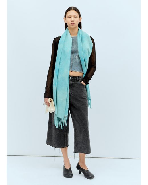 Acne Gray Narrow Tie-Dye Wool Scarf