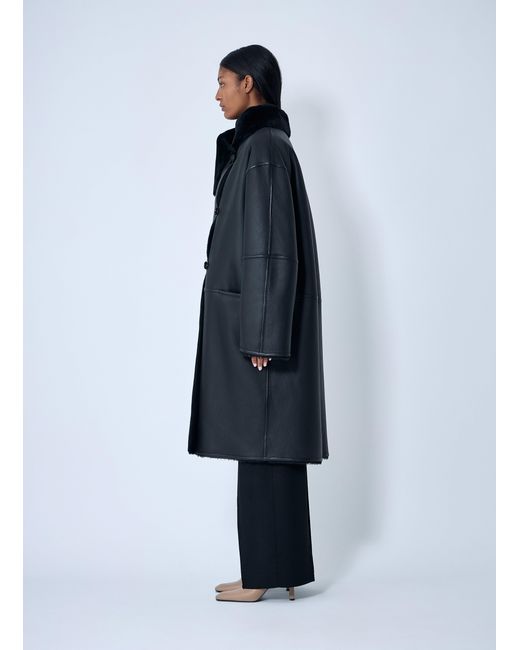Totême Blue Shearling Wrap Coat