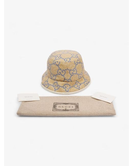 Gucci Natural Gg Raffia Effect Bucket Hat