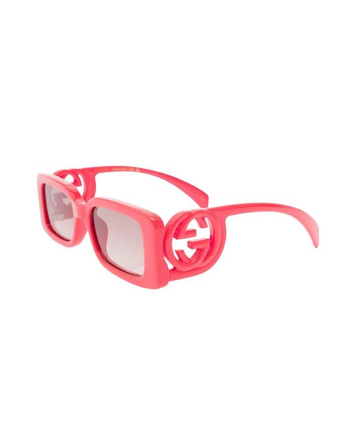 Gucci Pink 'Gg1325S' Rectangular Sunglasses With Interlocking Gg Cut-Out