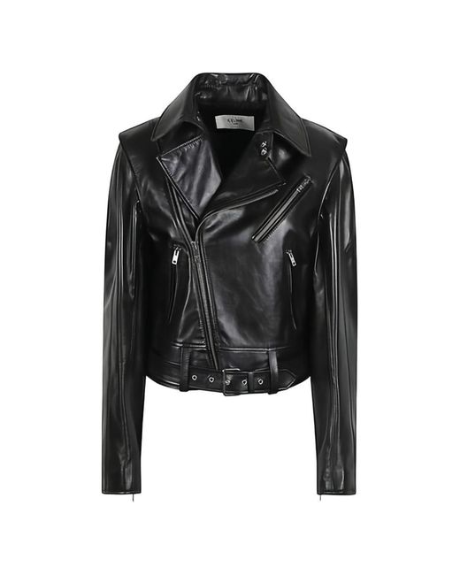 Céline Black Leather Biker Jacket