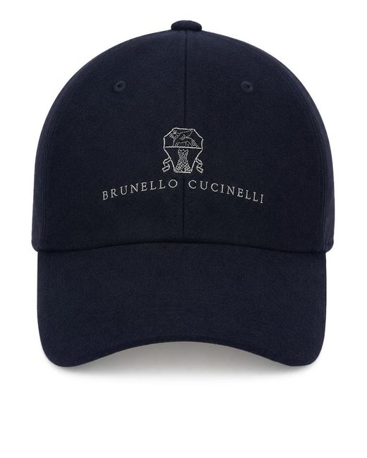 Brunello Cucinelli Blue Wool Baseball Hat for men