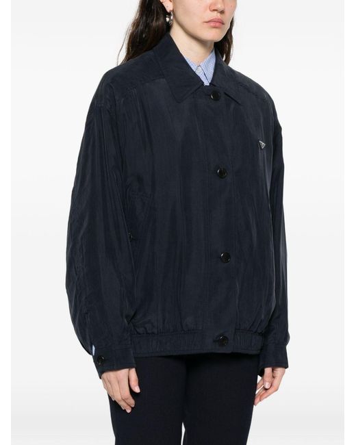 Prada Blue Silk Blouson Jacket