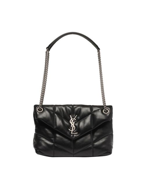 Saint Laurent Black Small Quilted Puffer Shoulder Bag
