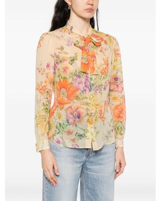 Céline White Printed Silk Blouse