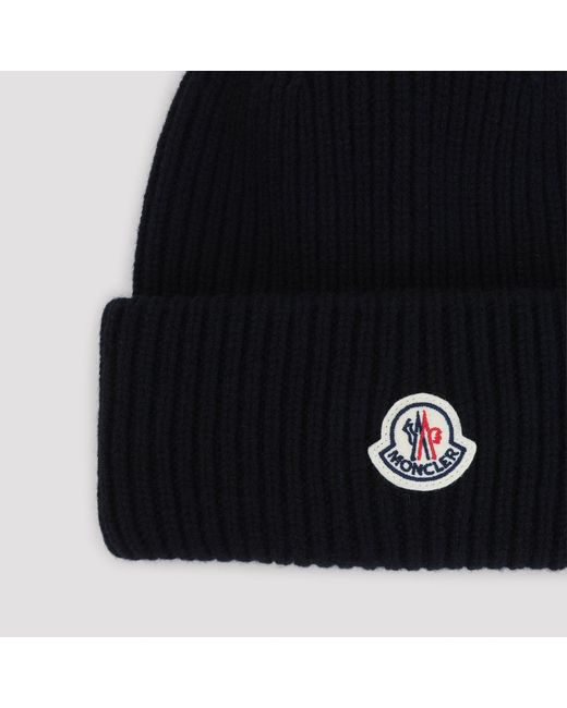 Moncler Black Virgin Wool Hat for men