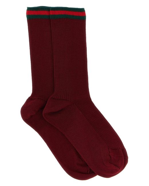 Gucci Red Nastro Web Socks