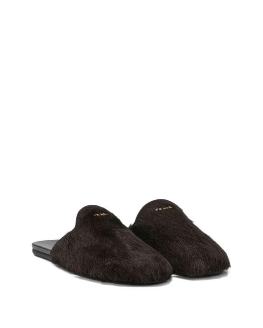 Prada Black Leather Slippers