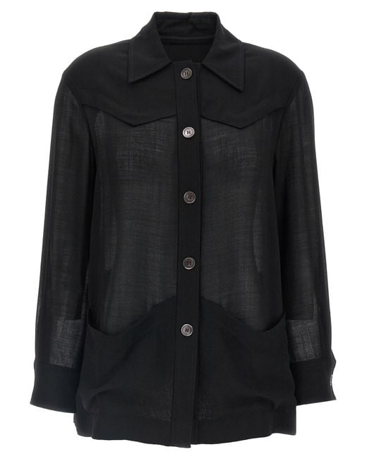 Ferragamo Black Semi-Transparent Wool Jacket