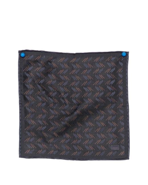 Brioni Gray Printed Pocket Square for men