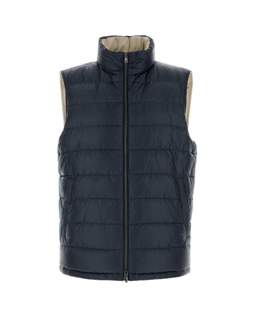 Herno Blue Nylon Sleeveless Down Jacket for men