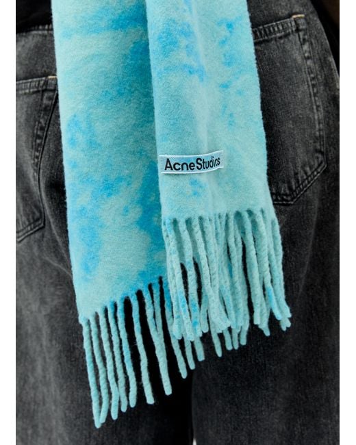 Acne Gray Narrow Tie-Dye Wool Scarf