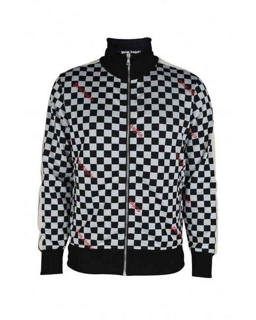 Palm Angels Black Checkerboard Print Vest With High Collar