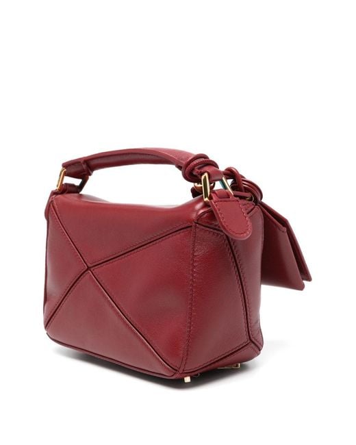 Loewe Red Puzzle Featherlight Mini Leather Handbag