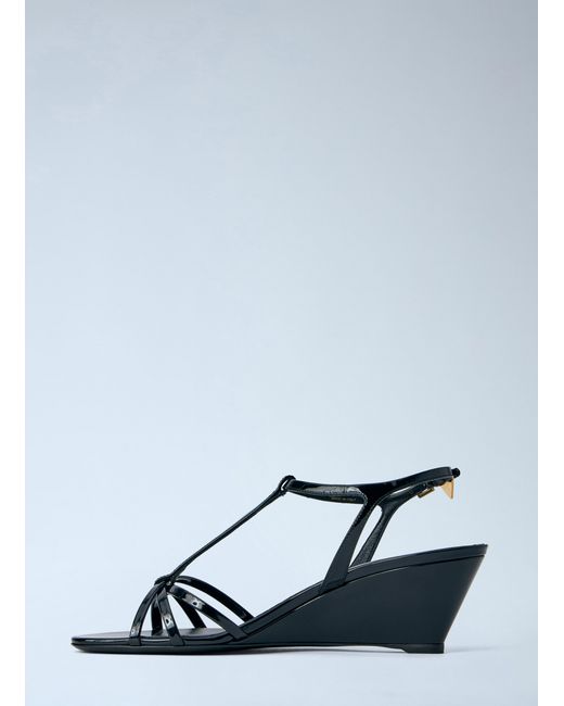 Prada Blue Strappy Wedge Sandals