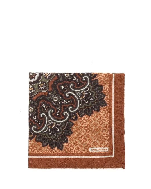 Tagliatore Brown Wool Pocket Square for men
