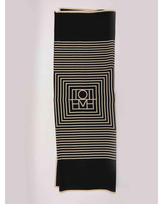 Totême  Black Centered Monogram Scarf