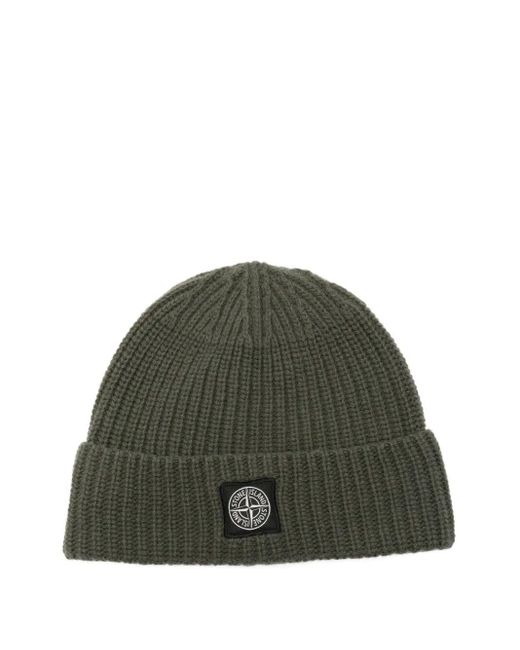 Stone Island Green "Light Rws Geelong" Wool Beanie for men