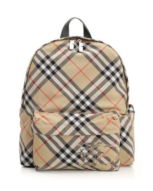 Burberry Gray Check Small Backpack for men