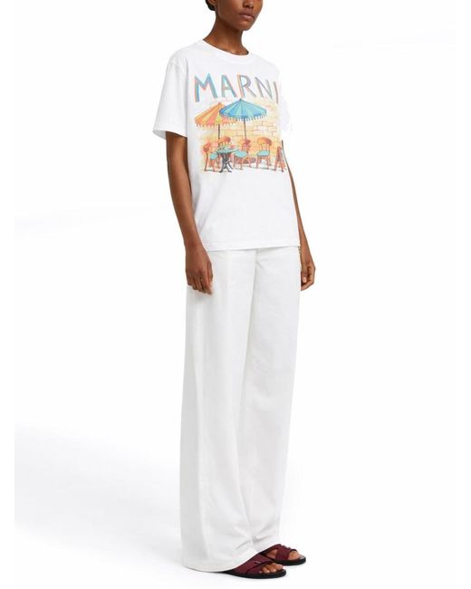Marni White Tshirt With Print