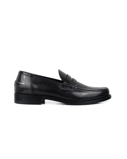 ALBERTO Black Leather Loafers for men
