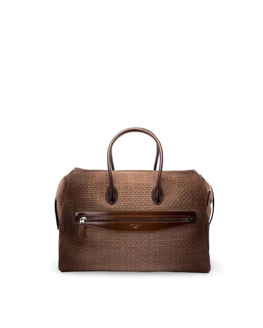 Santoni Brown Duffle Bag for men