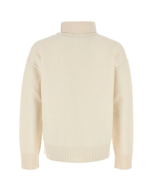 AMI White Ami Ivory Wool Sweater for men