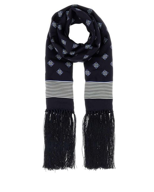 Bode Black Printed Silk Scarf for men