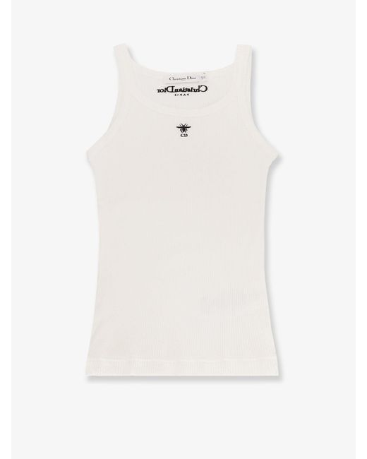 Dior White Dior Ribbed Cotton Tank Top