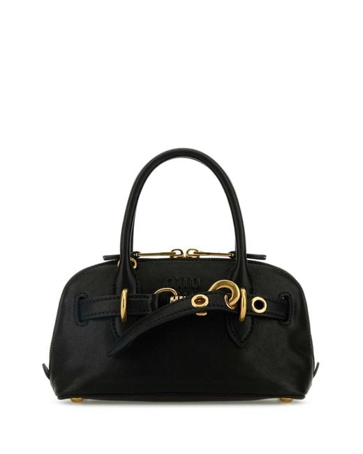 【関税&送料込】Miu Miu Black Leather Mini Aventure Handbag Black Aventure Mini Nappa Leather Bag | Miu Miu
