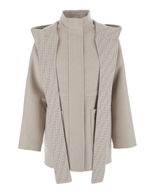 Fendi Multicolor Jacket With High Neck And Ff Logo On The Front