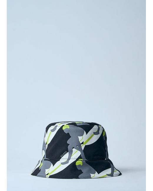 Gucci Blue Printed Bucket Hat for men