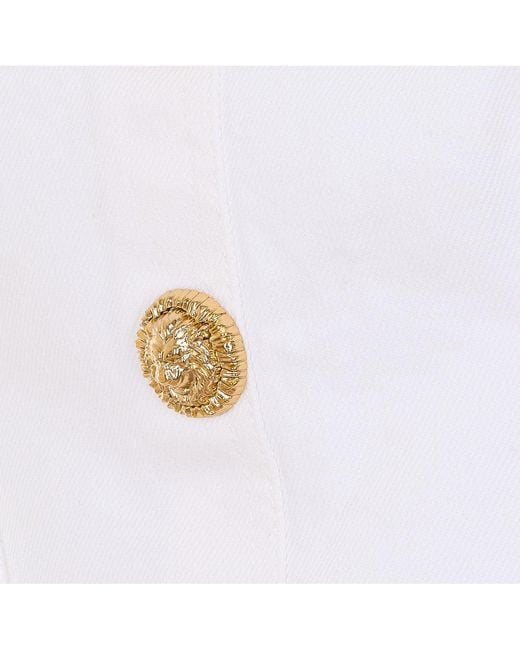 Balmain White Buttoned Denim Top