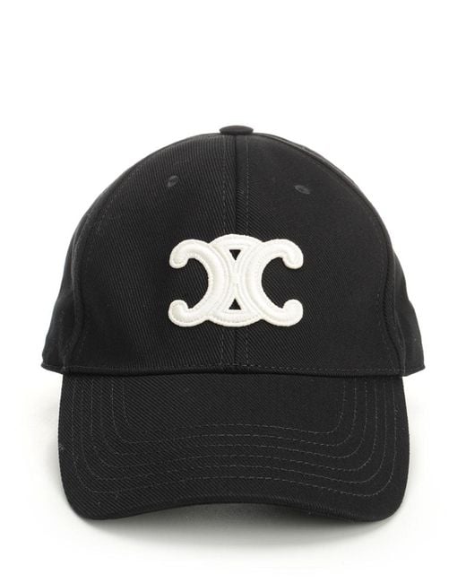 Céline Black "Triomphe" Cotton Baseball Cap for men
