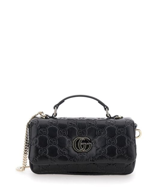Gucci Black 'Gg Milano' Crossbody Bag With Removable Chain-Link Shoulder Strap And Double G Logo Plaque On The Front for men