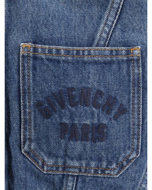 Givenchy Blue Denim Jacket With Logo Embroidery