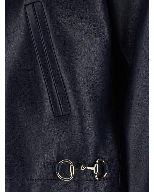 Gucci Blue Smooth Lambskin Slim Fit Shirt Jacket for men