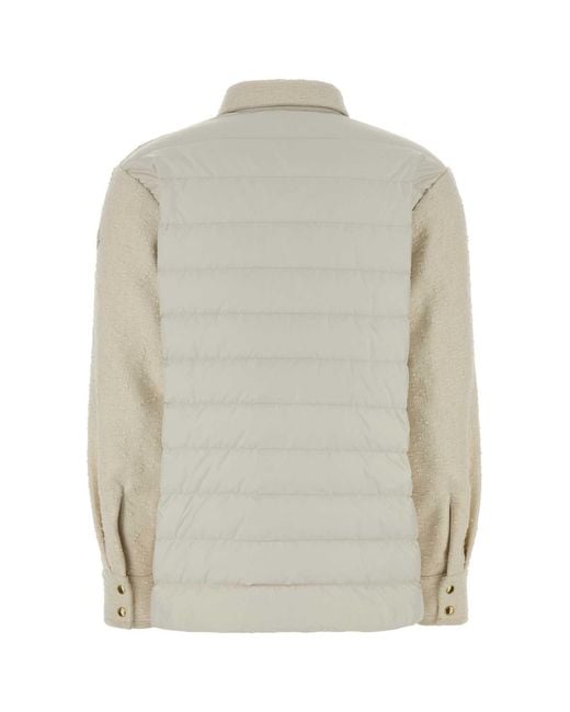 Moncler Natural Ivory Boucle Down Jacket