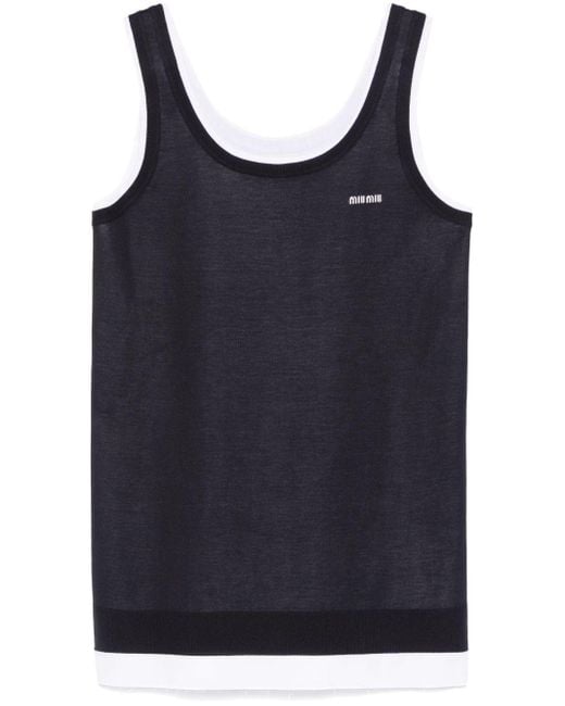 Miu Miu Blue Poplin Knit Mini Dress