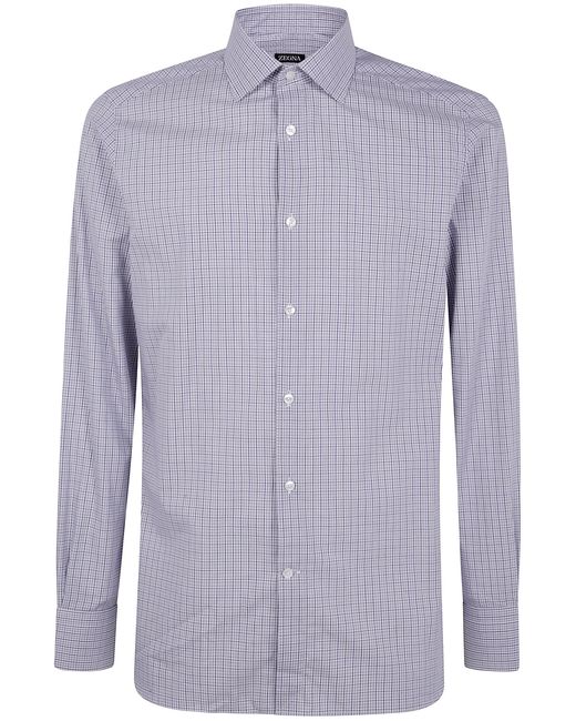 ZEGNA Men's Purple Pure Cotton Shirt