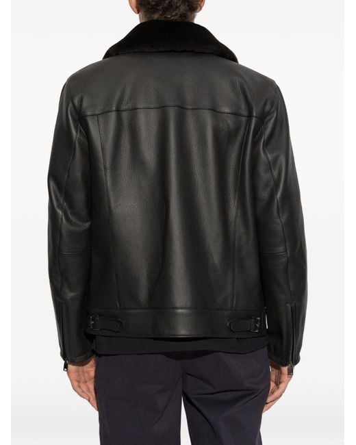Brioni Black Leather Jacket for men
