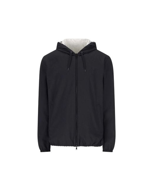 Herno Blue Zip Hooded Jacket for men